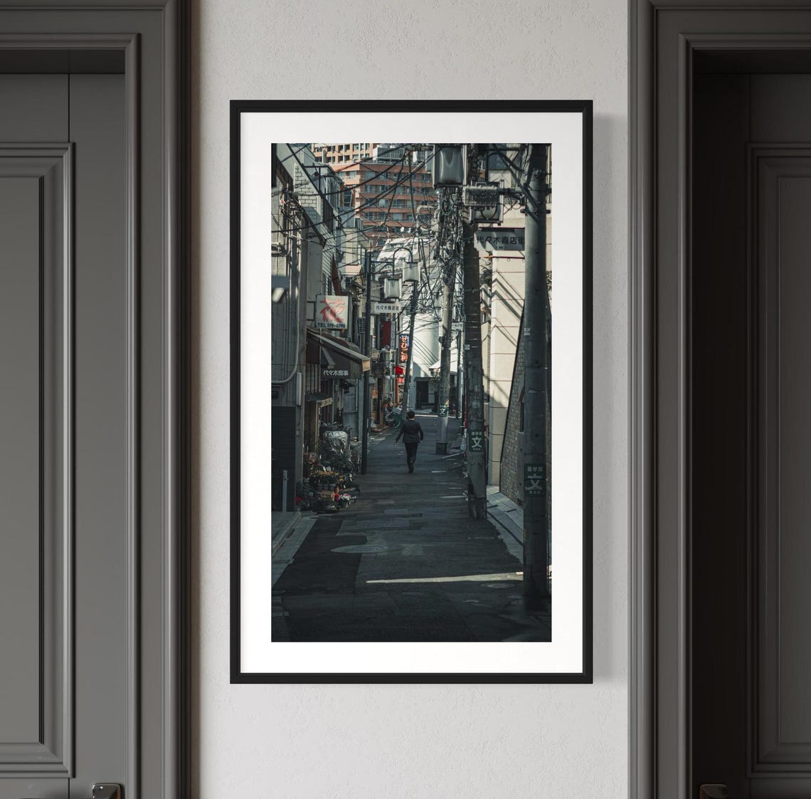 Tokyo Backstreet Alley With Tangled Power Lines Japan Photo Poster