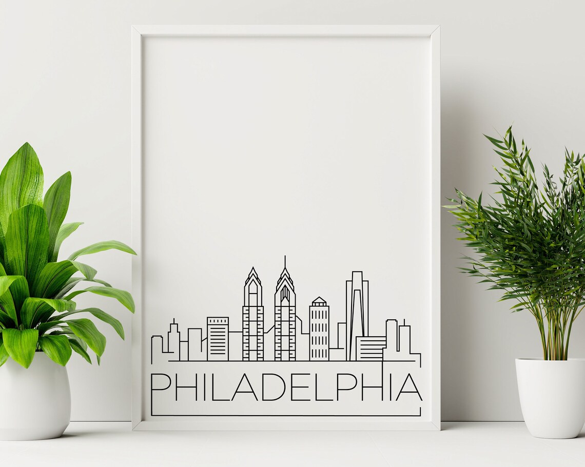 Philadelphia Skyline, Simple Black And White Poster