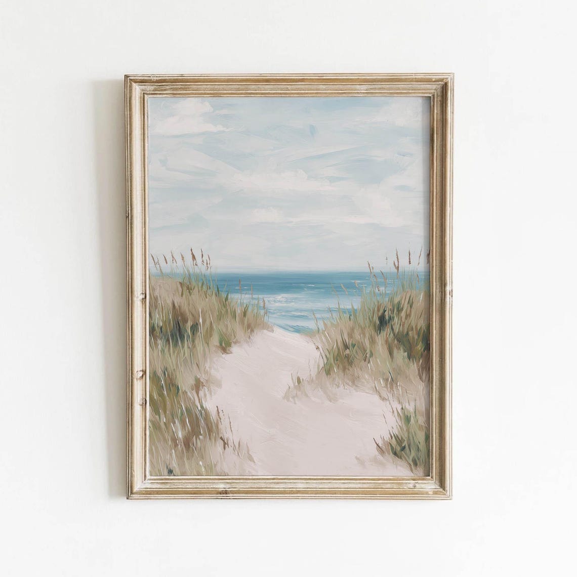 Windswept Dune Path To Ocean Serene Blue Beach Landscape Print