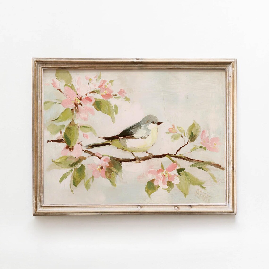 Muted Pastel Songbird Vintage Cottagecore Poster Print