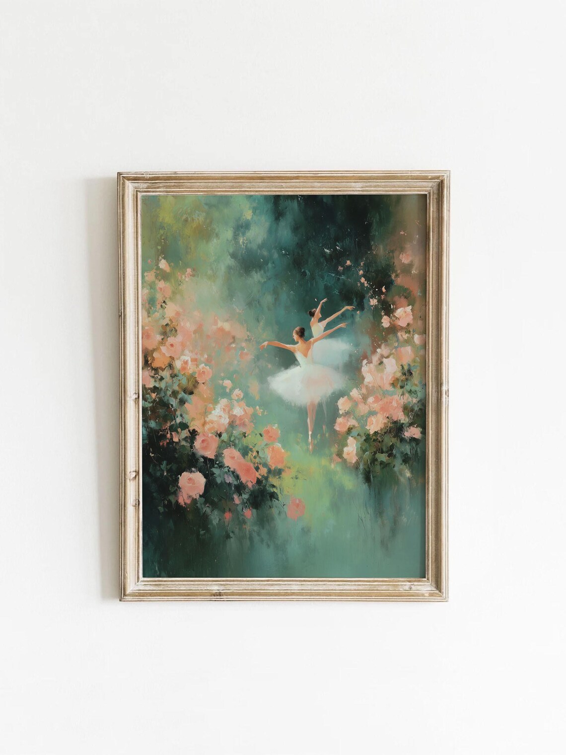 Garden Ballerinas Elegant Ballet Art Print, Vintage Spring