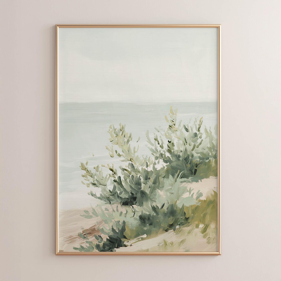 Dune Shrubs Coastal Poster, Neutral Modern Wall Art