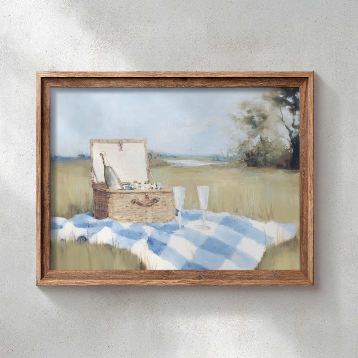 Romantic Picnic Scene Poster Print, Meadow Decor