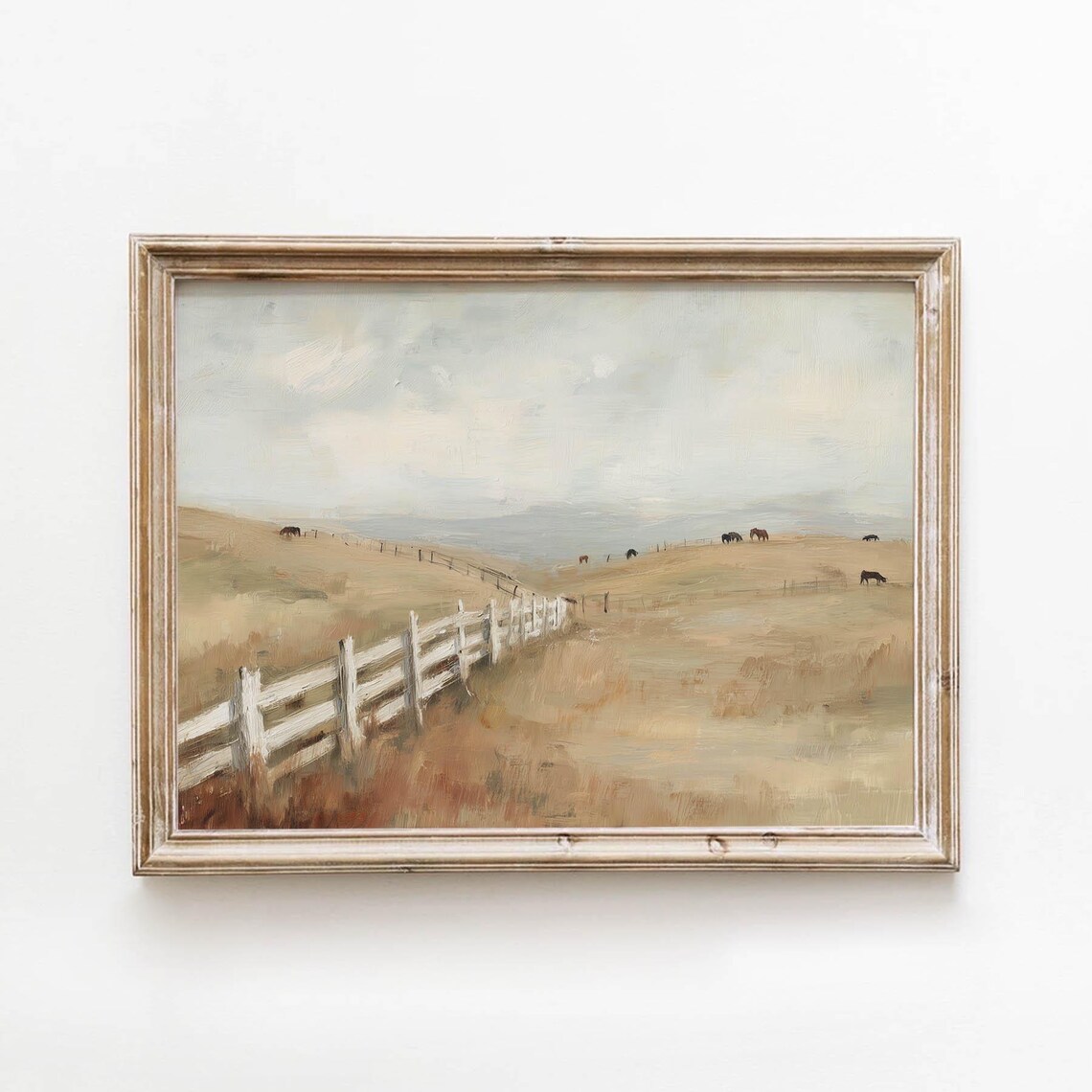 Vintage Cattle Pasture Golden Rolling Hills Rustic Farm Landscape Poster