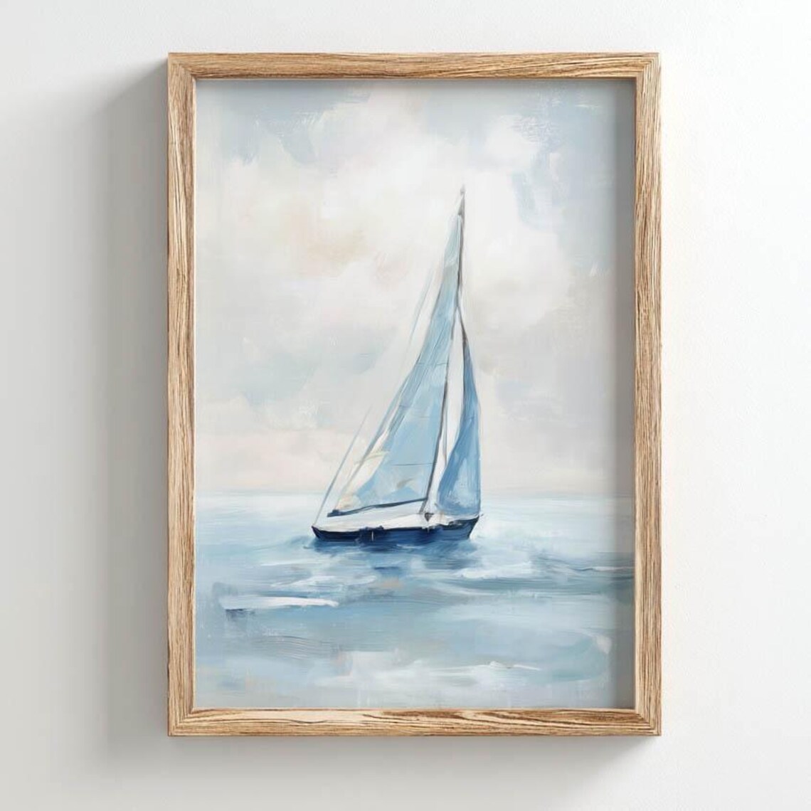 Printed Sailboat On Open Sea, Coastal Minimalist Art Print