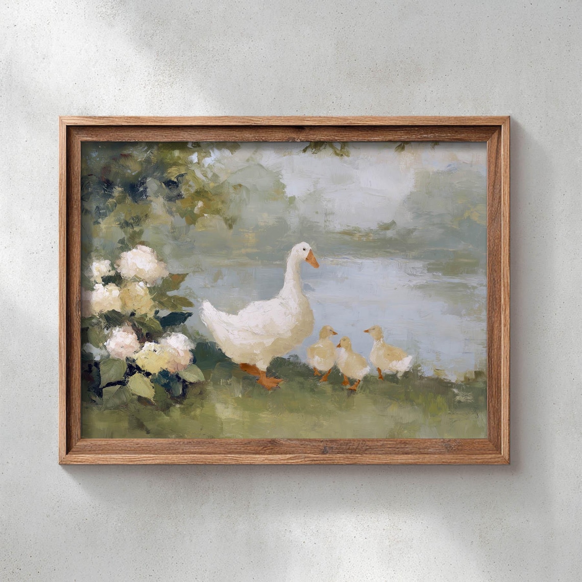 Goose Goslings Lake Poster, Farmhouse Style