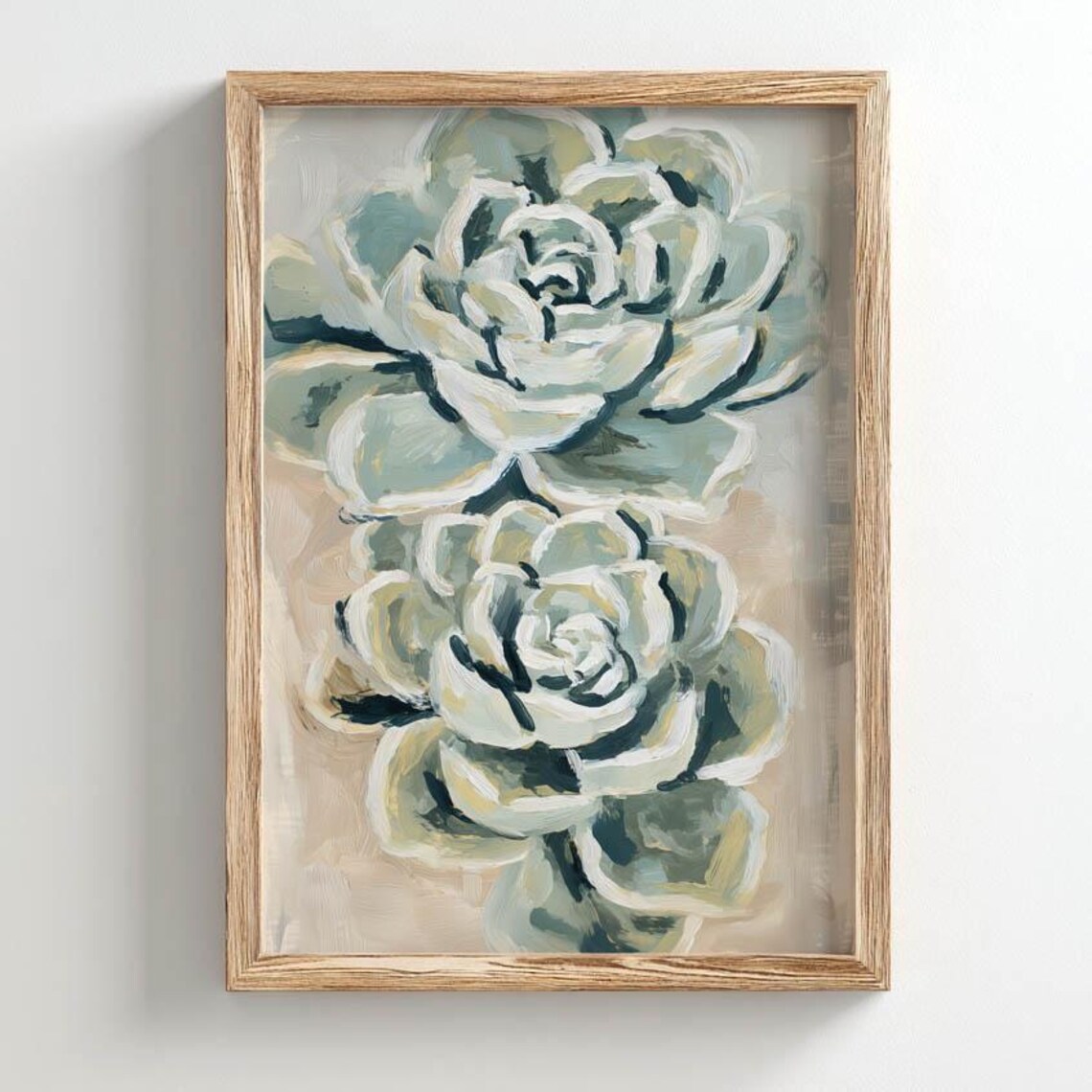 Printed Rosette Succulents, Modern Botanical Poster