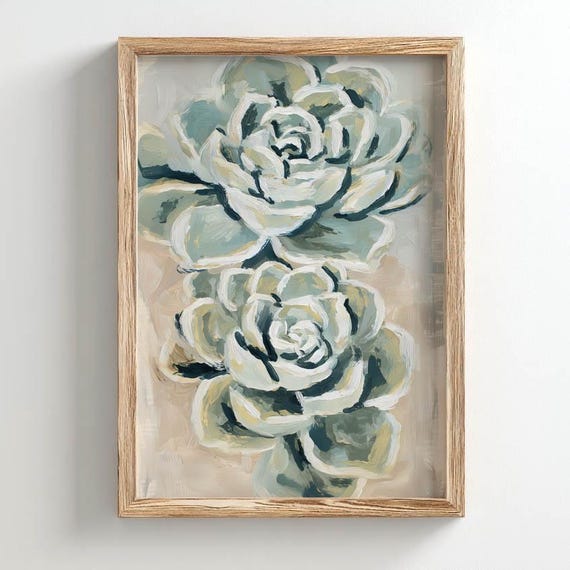 Printed Rosette Succulents, Modern Botanical Poster