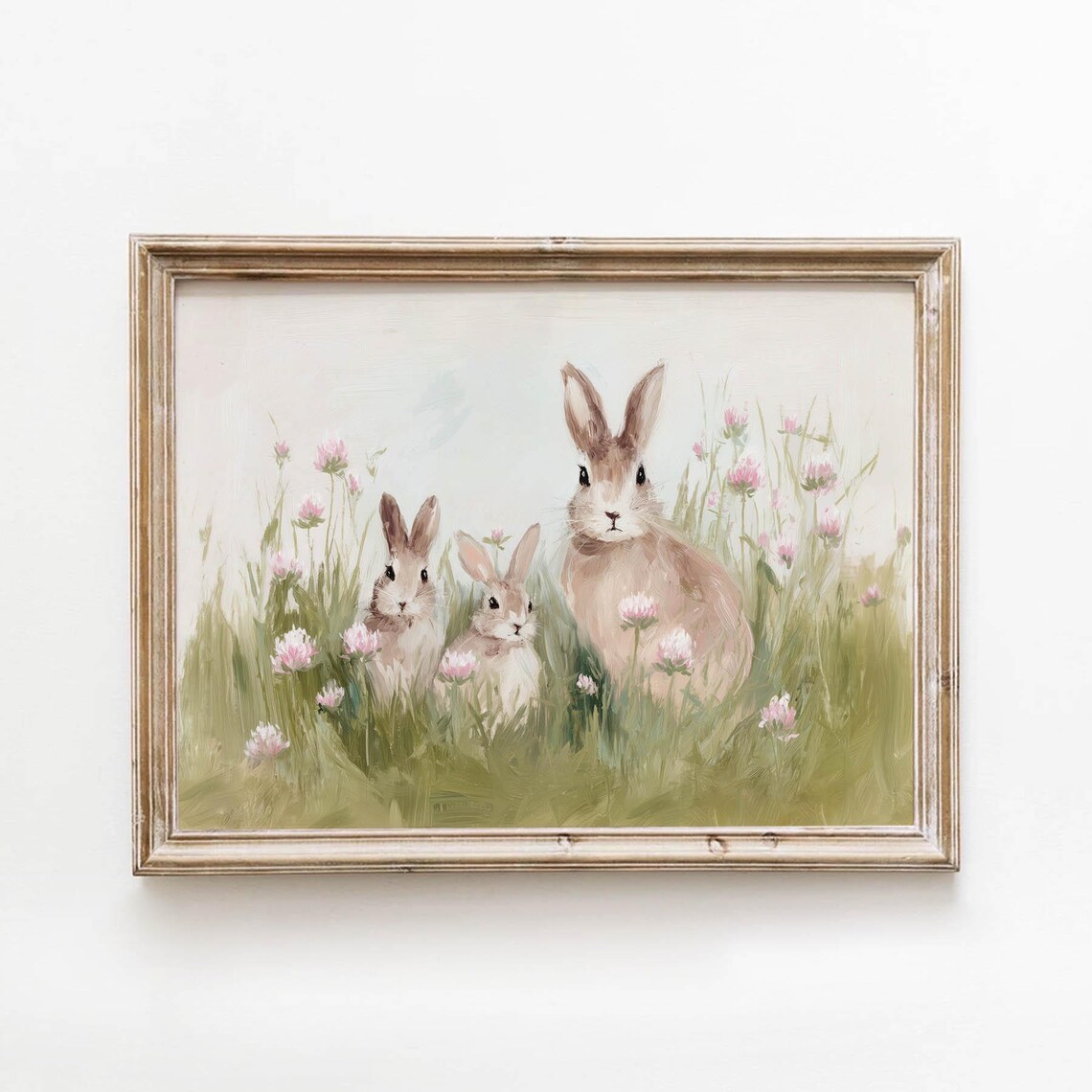 Pastel Rabbit Family Nursery Decor, Art Print