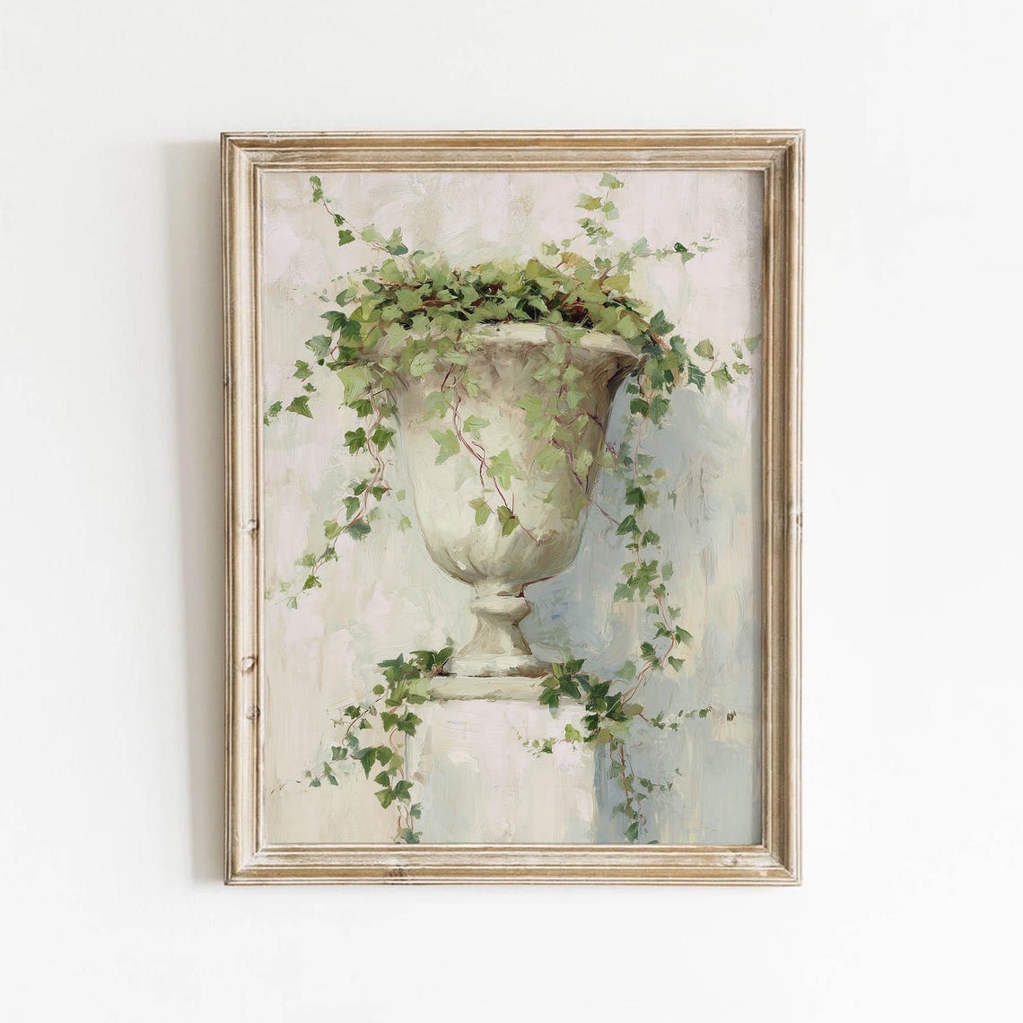 Classical Stone Urn Trailing Ivy Sage Green Botanical Poster