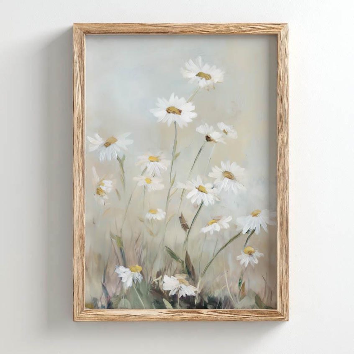 White Daisy Wildflowers Soft Watercolor Botanical Floral Art Print
