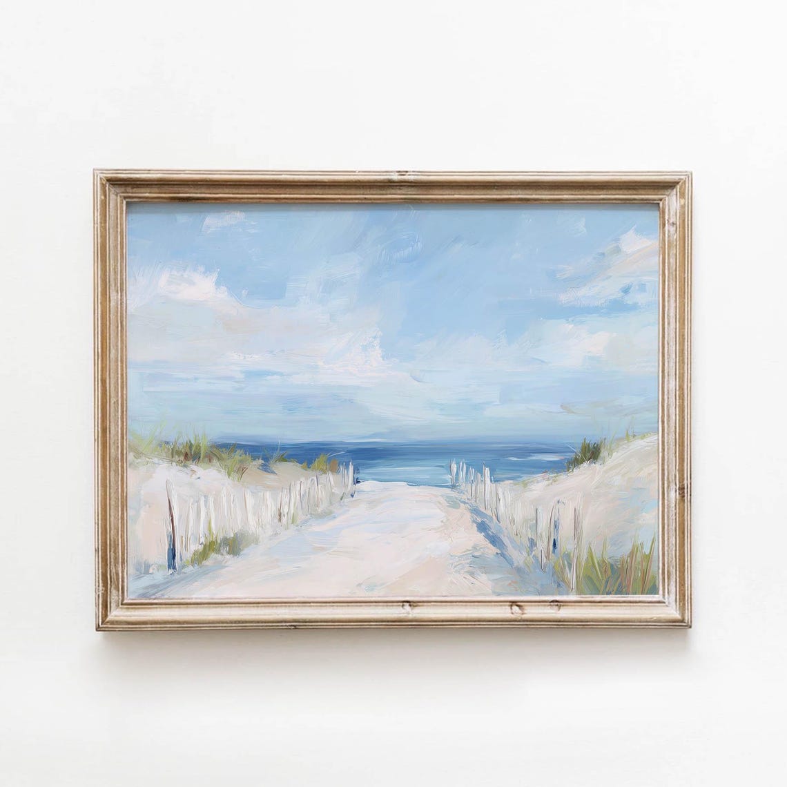 Beach Path Through Sand Dunes Ocean Coast Oil Painting Wall Art