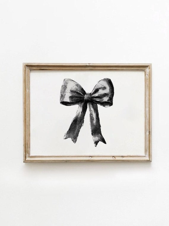 Black Bow Print, Preppy Retro Western Poster