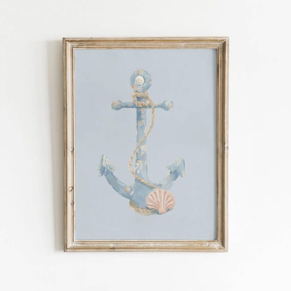 Coastal Nautical Anchor, Cottagecore Decor Art Print