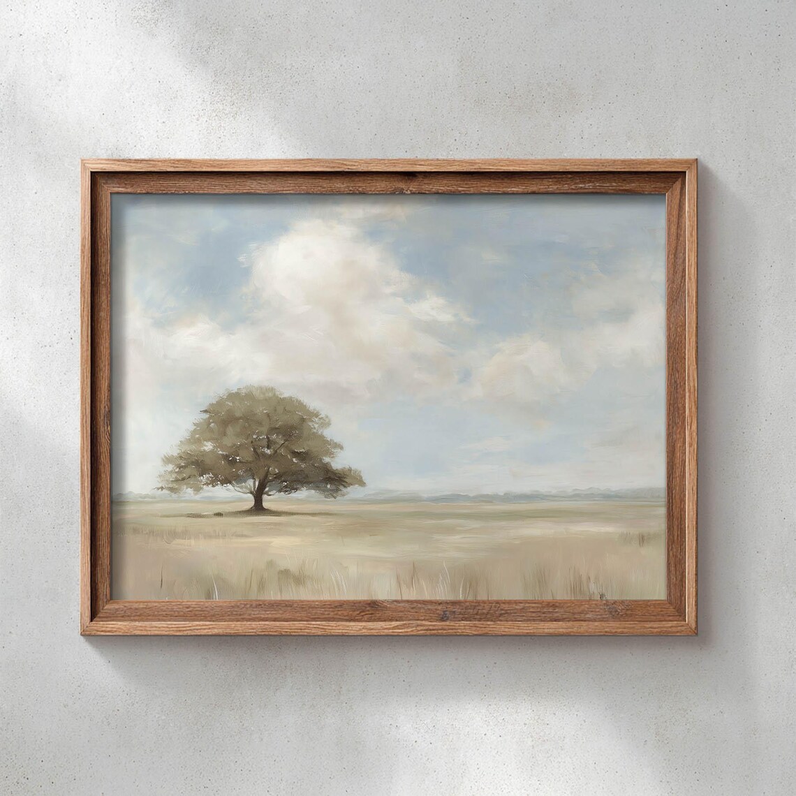 Solitary Oak Tree In Golden Meadow, Poster Print