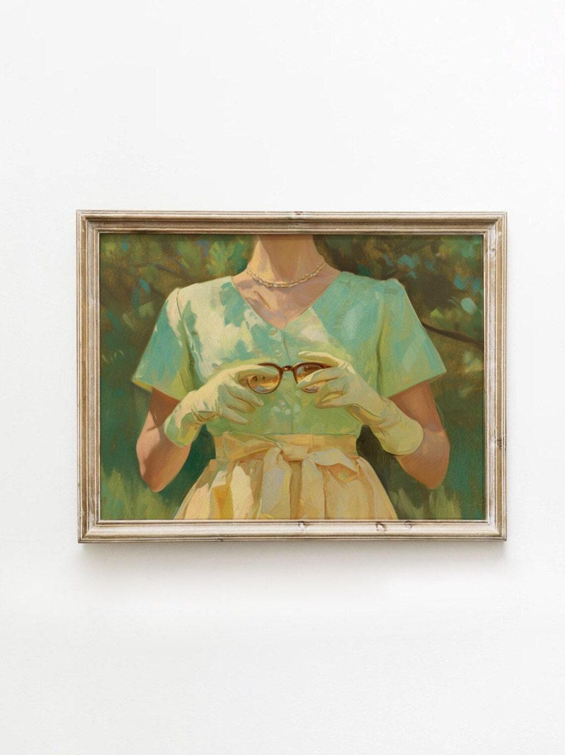 Preppy Spring Girl Painting Poster, Vintage Fashion