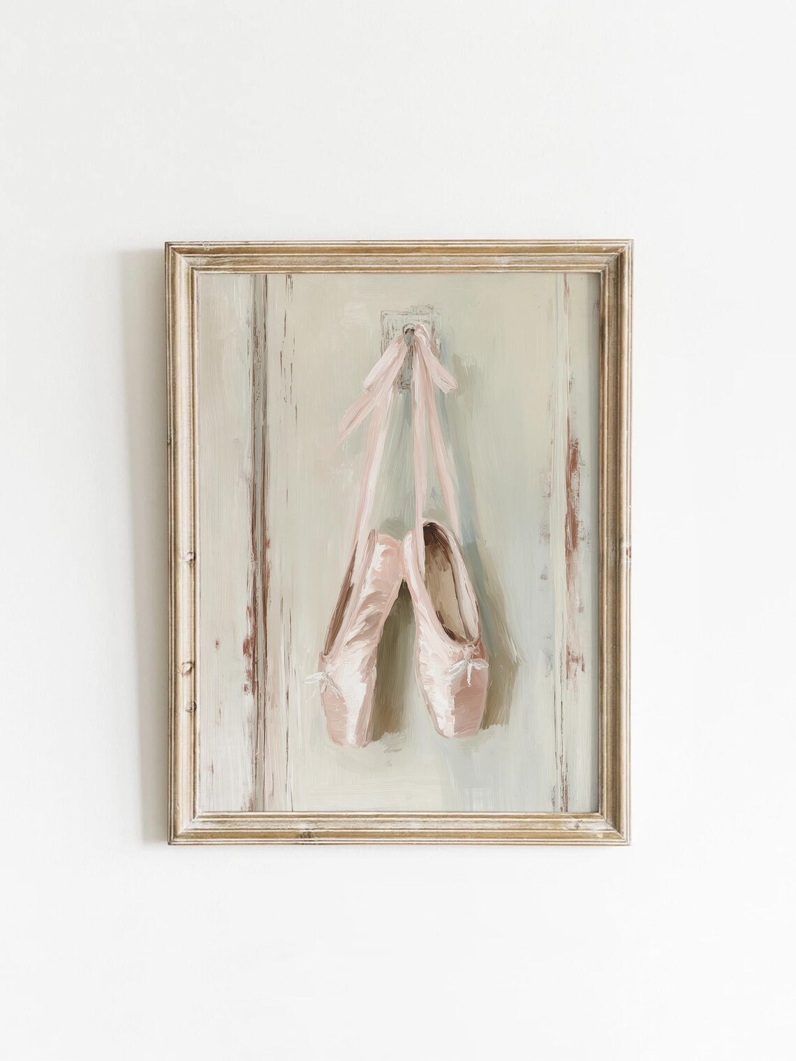 Vintage Ballet Shoes Pink Ribbons Shabby Chic Romantic Wall Art
