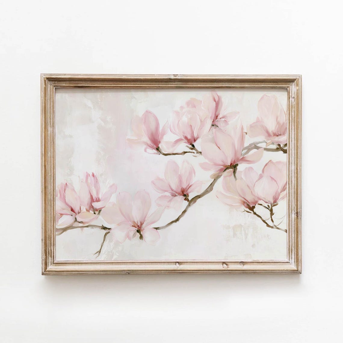 Pink Magnolia Blossoms Soft Vintage Floral Spring Branch Poster