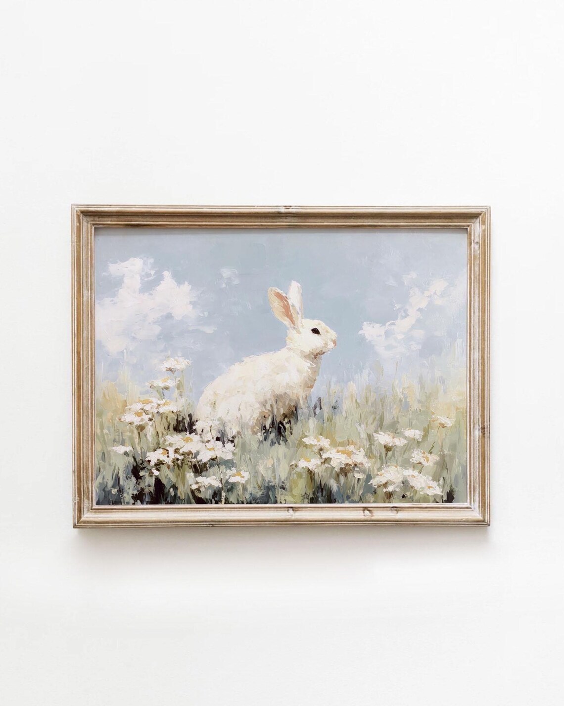 Vintage Bunny Painting, Cute Nursery Decor Art Print