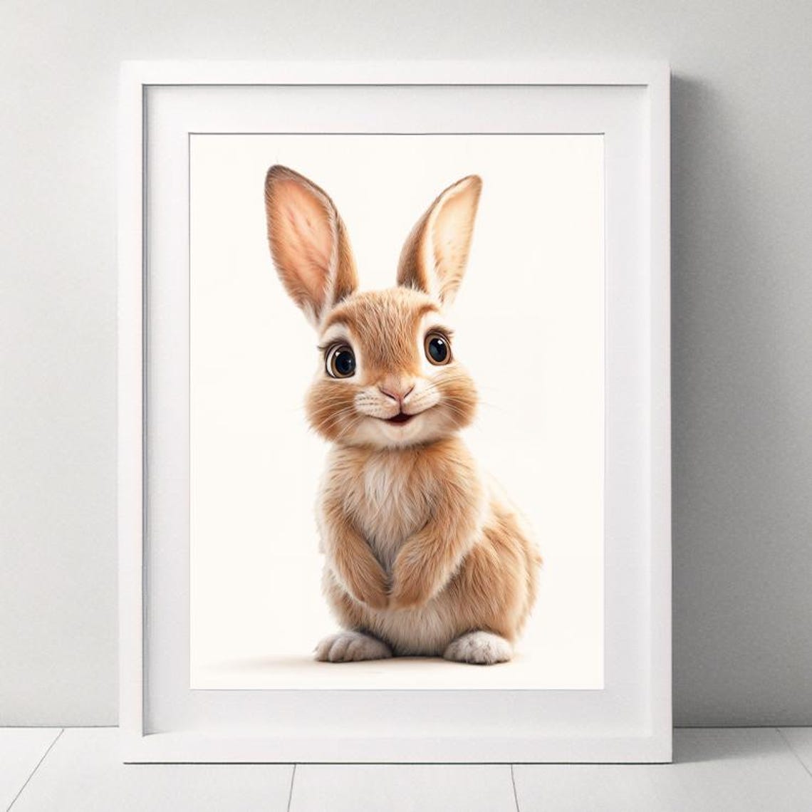 Smiling Baby Bunny Rabbit Cute Kids Nursery Decor Room Wall Art - Image 5