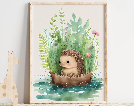 Nursery Wall Art Hedgehog Print Woodland Nursery Modern Nursery Decor Baby Shower Gift Kid Poster Girls Room Art Boys Room Art Newborn Gift