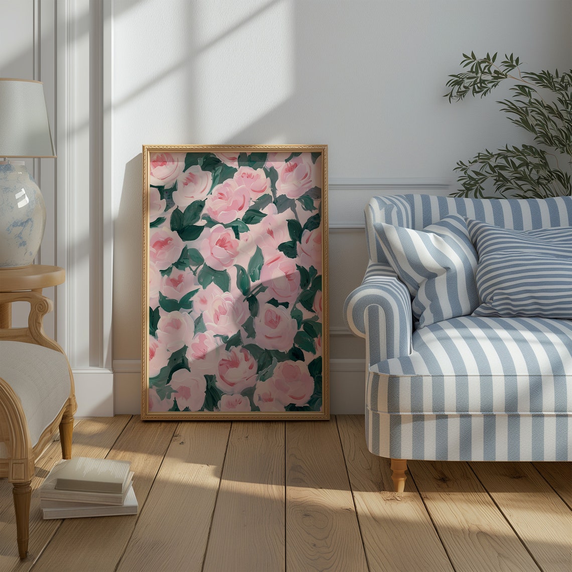 Blush Pink Roses Impressionist Floral Painting Botanical Art Poster - Image 3