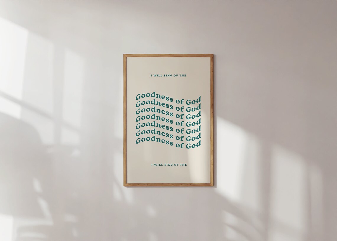 Goodness Of God Wavy Typography Green Worship Song Lyric Poster - Image 4