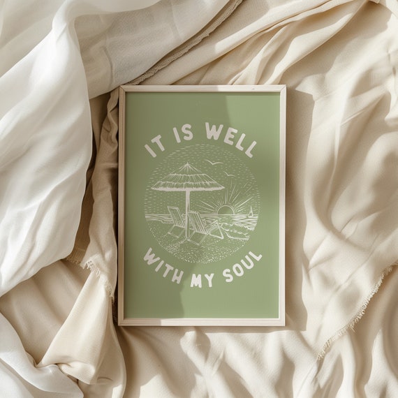 It Is Well With My Soul Christian Wall Art Beachy Wall Art Bible Verse Wall Art Apartment Housewarming Gifts
