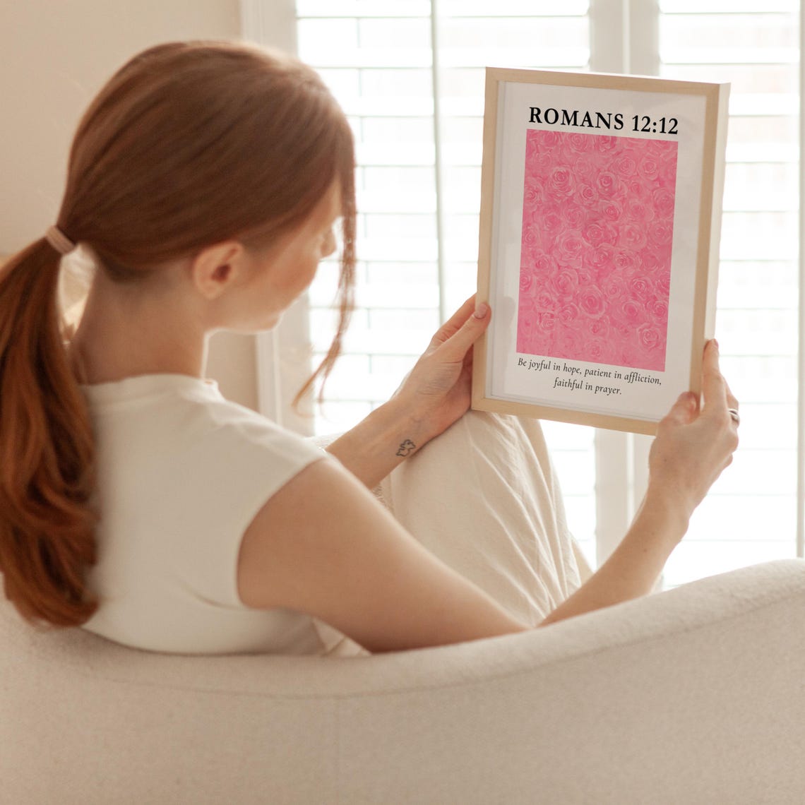 Romans 12 Christian Wall Art William Morris Floral Pattern Wall Art Bible Verse Wall Art Trendy Apartment Decor - Image 3