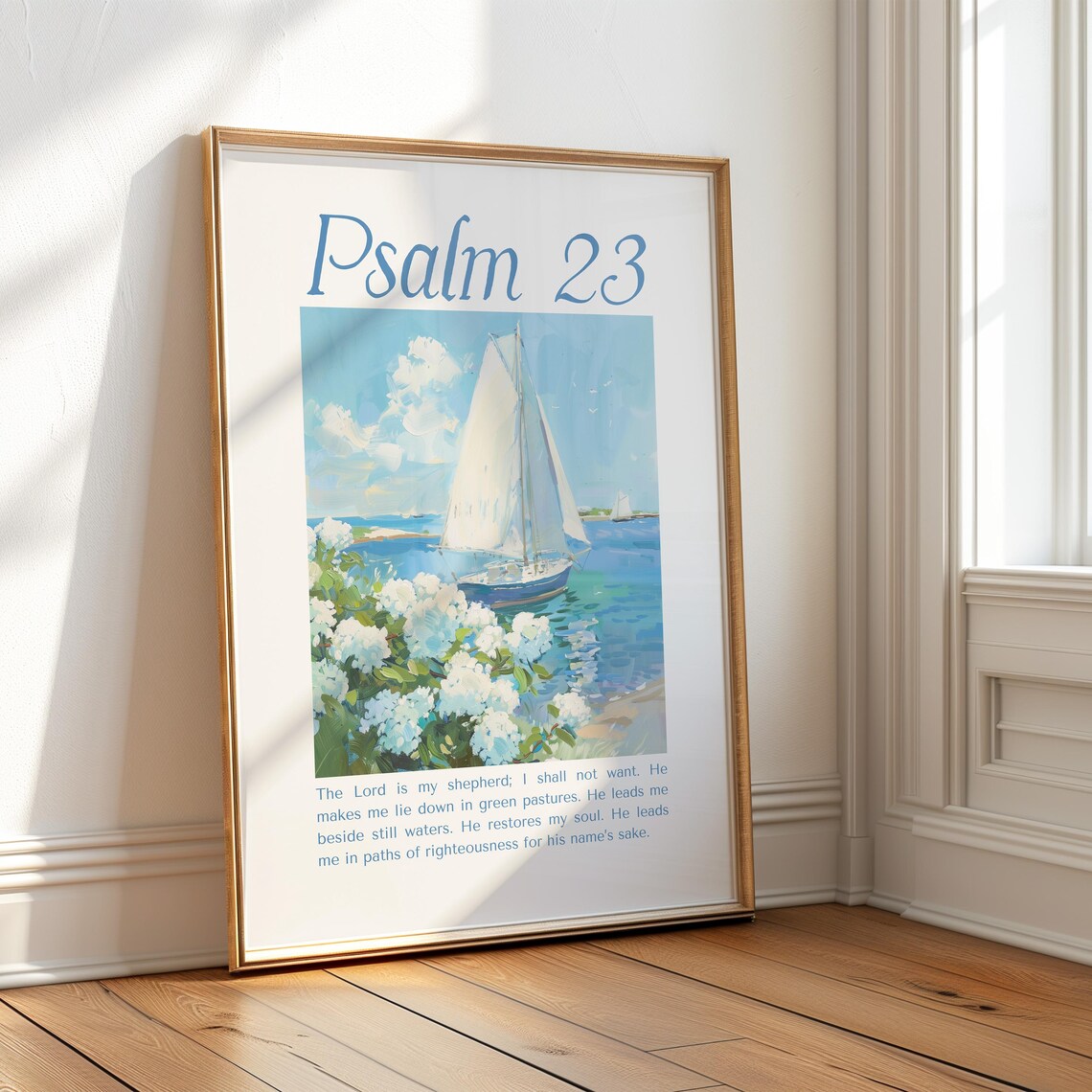 Psalm 23 Christian Coastal Wall Art Print