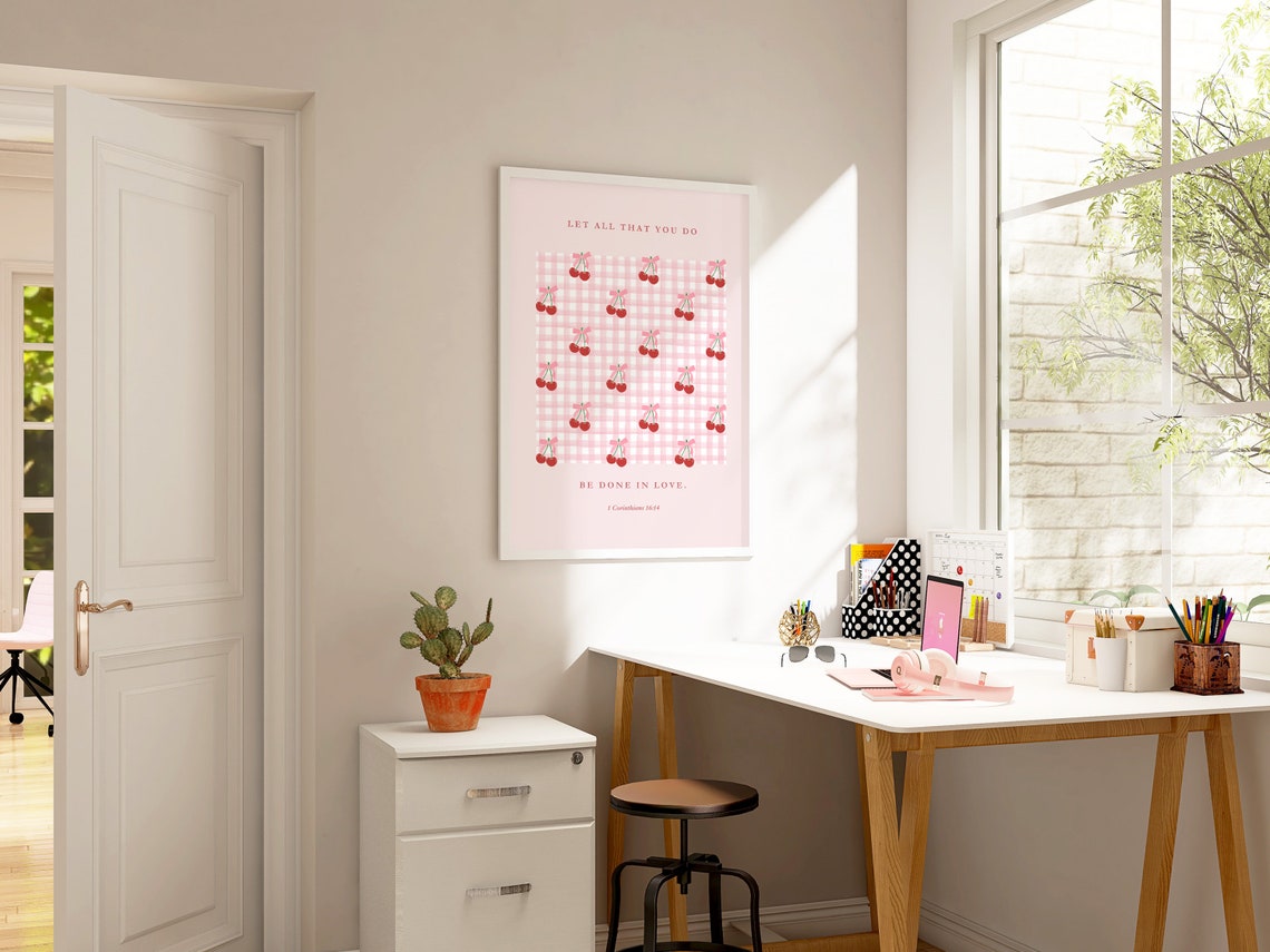 Let All That You Do Be Done in Love 1 Corinthians 16:14 Cherry Poster - Image 2