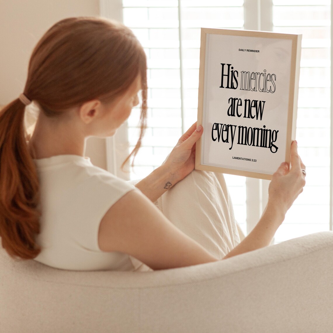 Daily Reminder His Mercies Are New Every Morning Black Typography Poster - Image 4