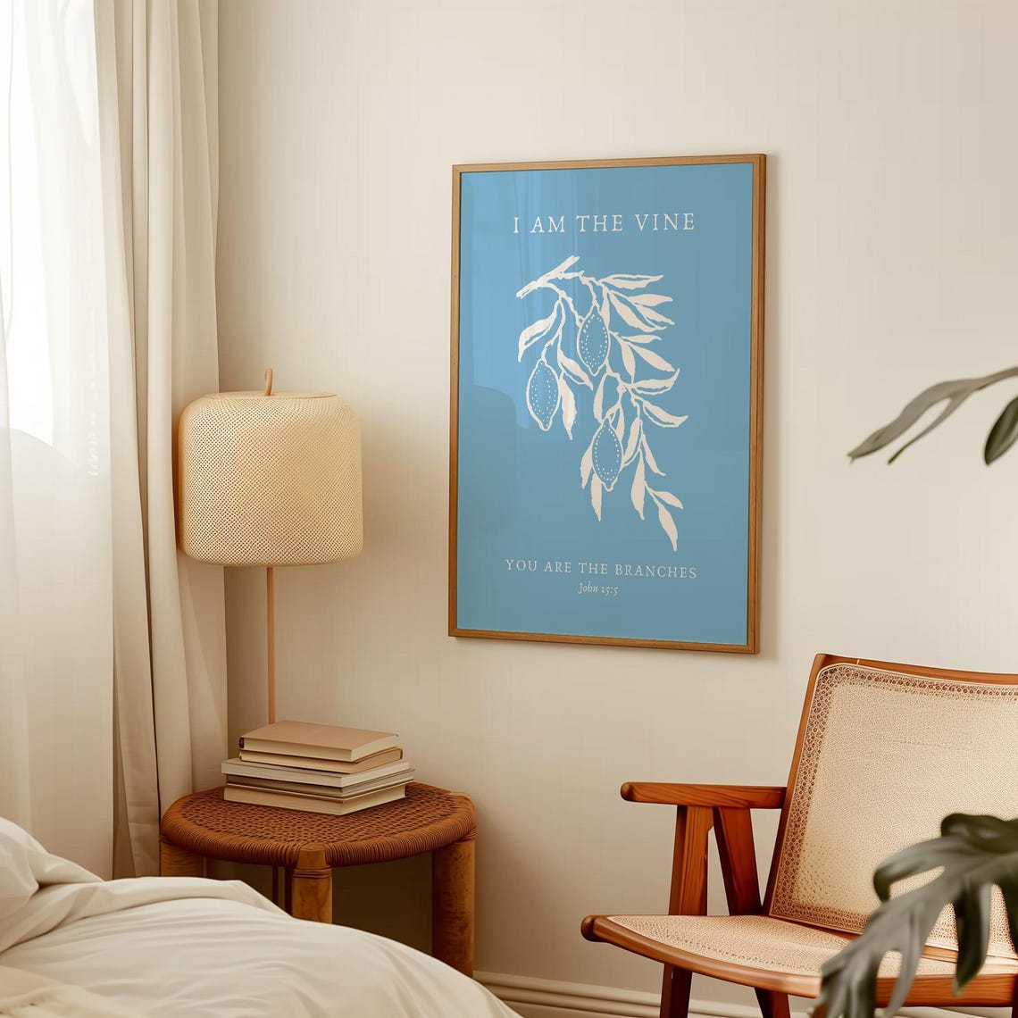I Am The Vine You Are The Branches John 15 5 Sky Blue Olive Poster - Image 2