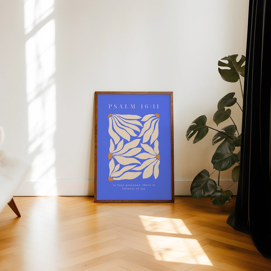 Psalm 16:11 Cobalt Blue Botanical Print Fullness Of Joy Scripture Art - Image 3