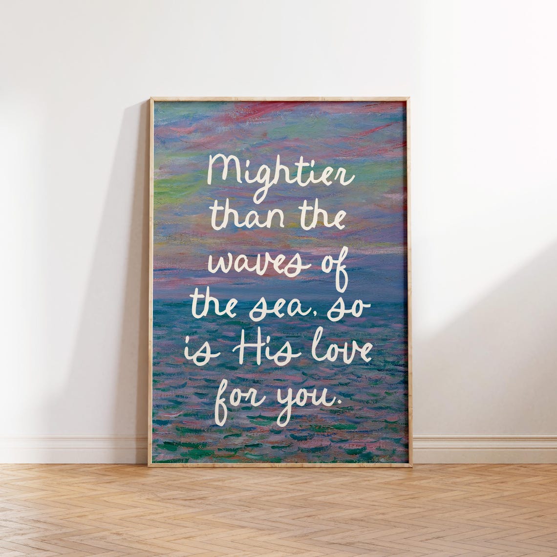 Mightier Than The Waves Of The Ocean Christian Wall Art Bible Verse Wall Art Scripture Decor Wall Art Posters - Image 3
