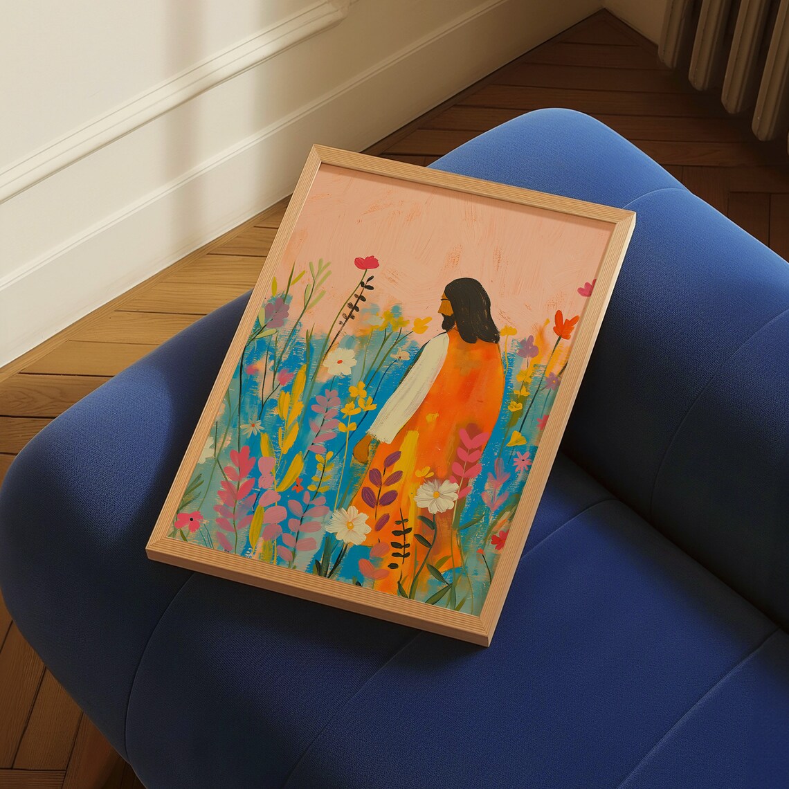 Jesus and Wildflowers Christian Watercolor Art Print - Image 4