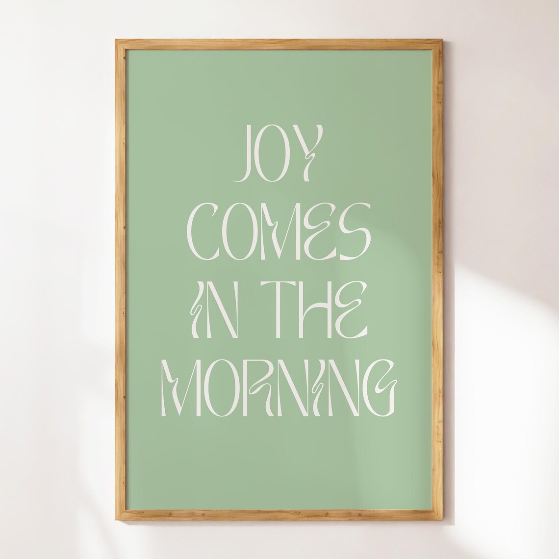 Joy Comes In The Morning Sage Green Art Nouveau Lettering Poster - Image 4
