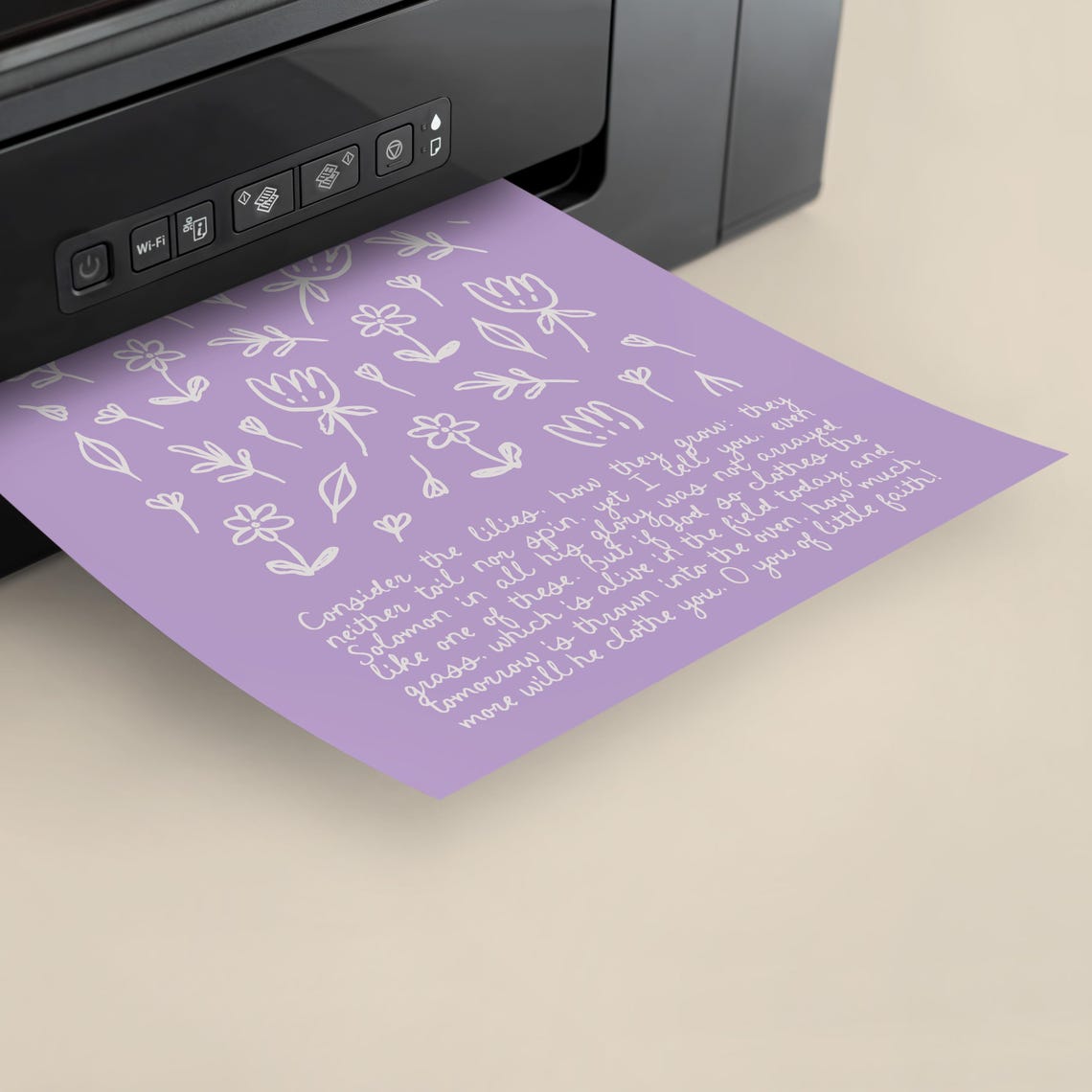 Matthew 12:27-28 Consider The Lilies Purple Floral Scripture Poster - Image 4