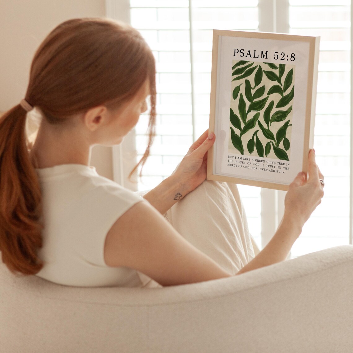 Psalm 52 8 Green Olive Tree Painting Floral Botanical Bible Verse Poster - Image 4