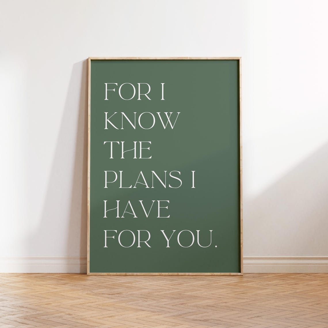 For I Know The Plans I Have For You Green Typography Quote Poster