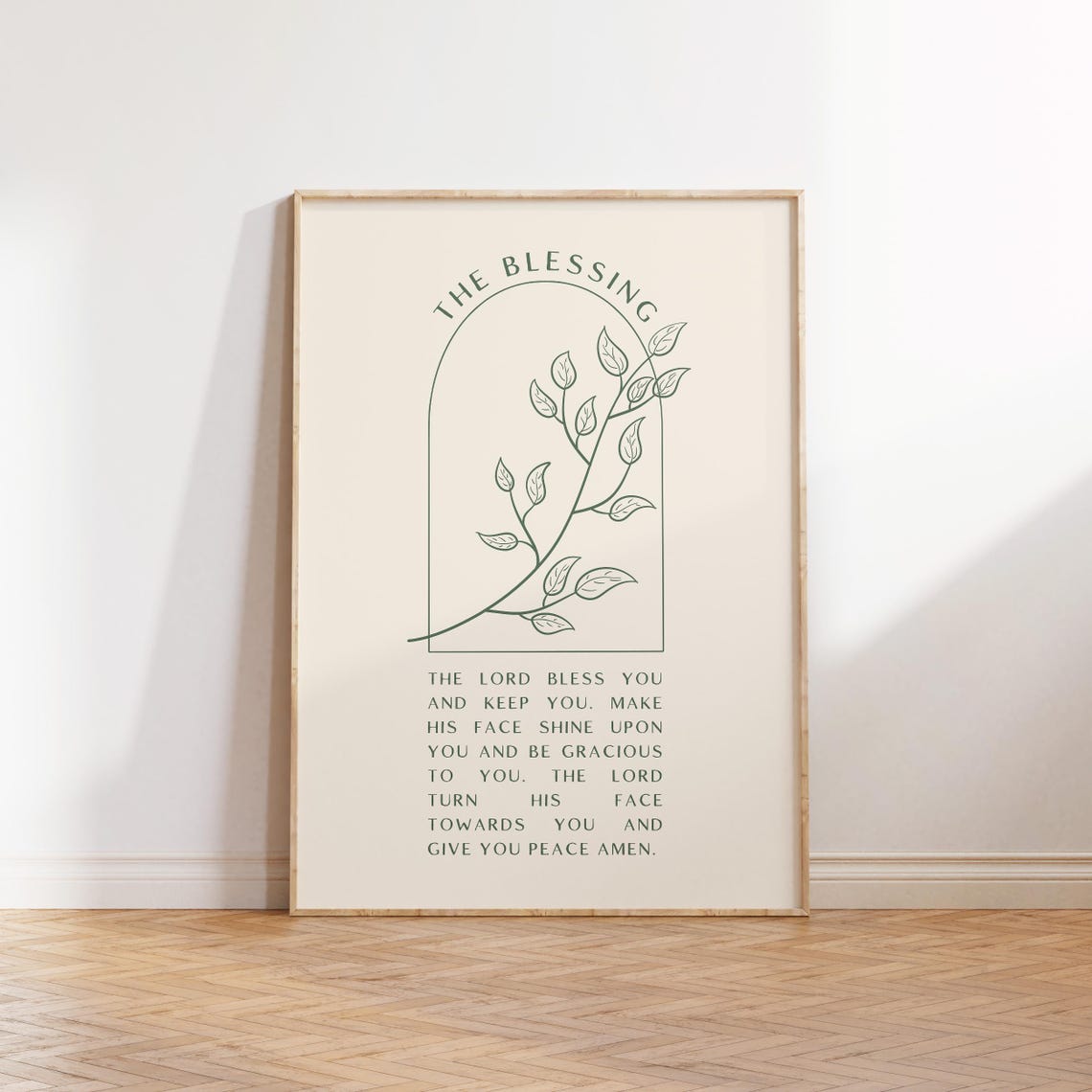 The Blessing Prayer Sage Green Delicate Leaf Branch Arch Poster - Image 4