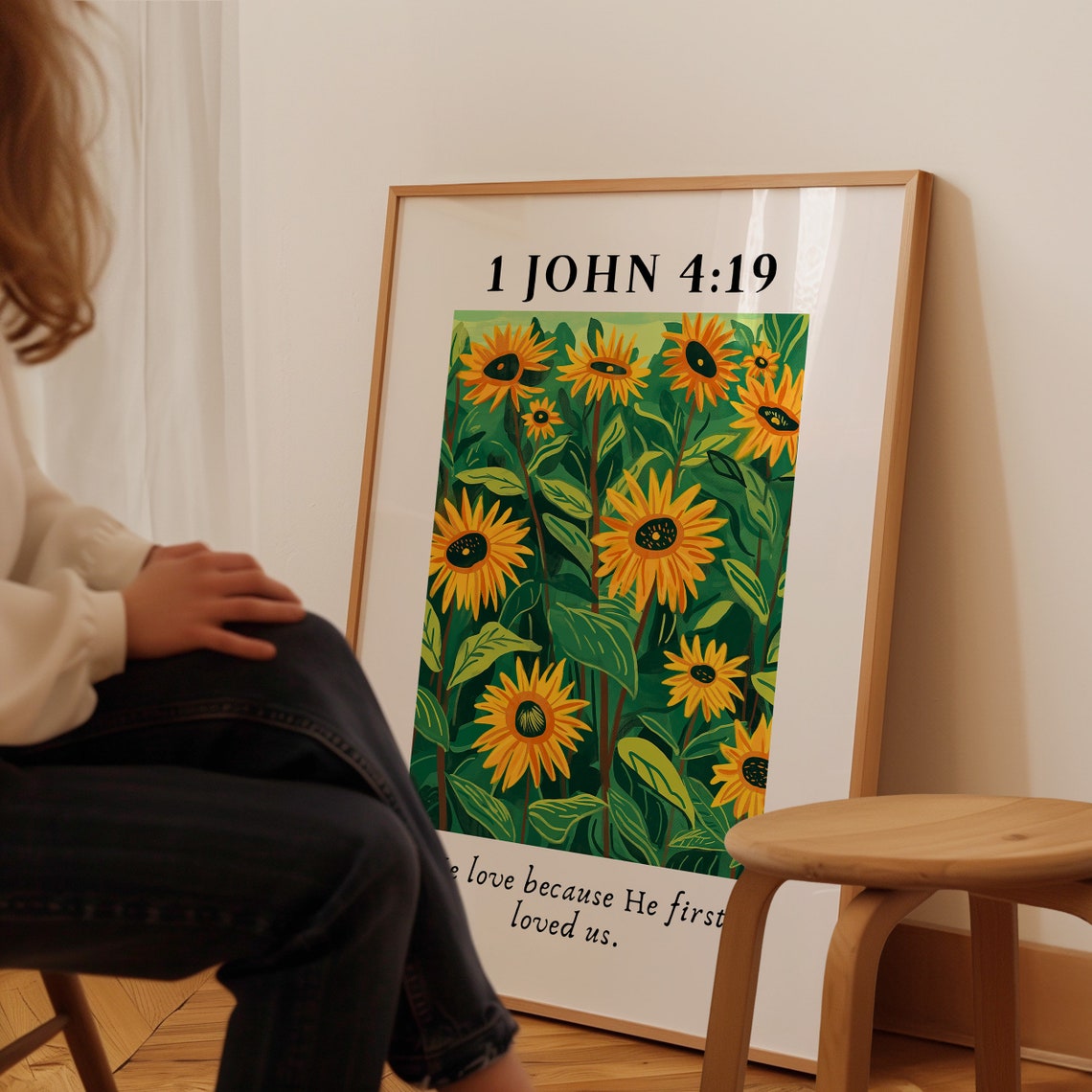 1 John 4 19 We Love Because He First Loved Us Sunflower Bible Poster - Image 4