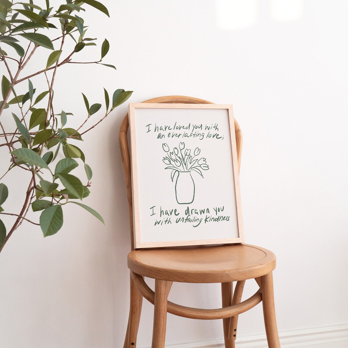 I Have Loved You Everlasting Love Sage Green Christian Floral Poster - Image 3
