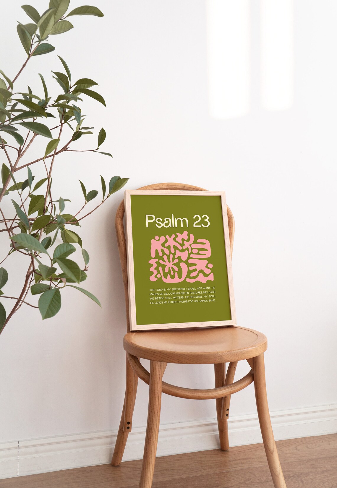 Psalm 23 The Lord Is My Shepherd Olive Pink Abstract Christian Poster - Image 2