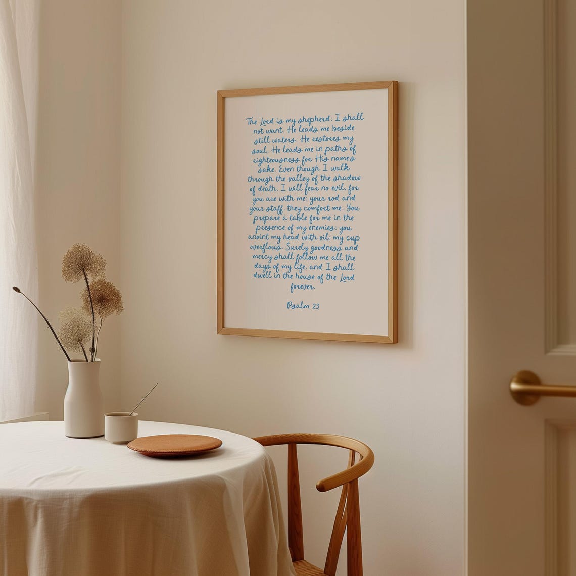 Psalm 23 The Lord Is My Shepherd Blue Script Christian Wall Poster - Image 3