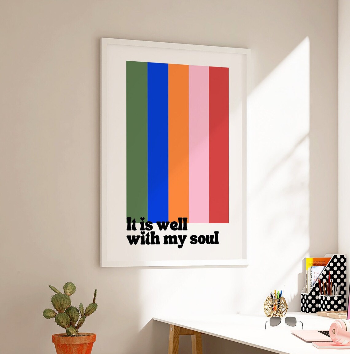 It Is Well With My Soul Retro Rainbow Stripe Groovy Art Print - Image 4