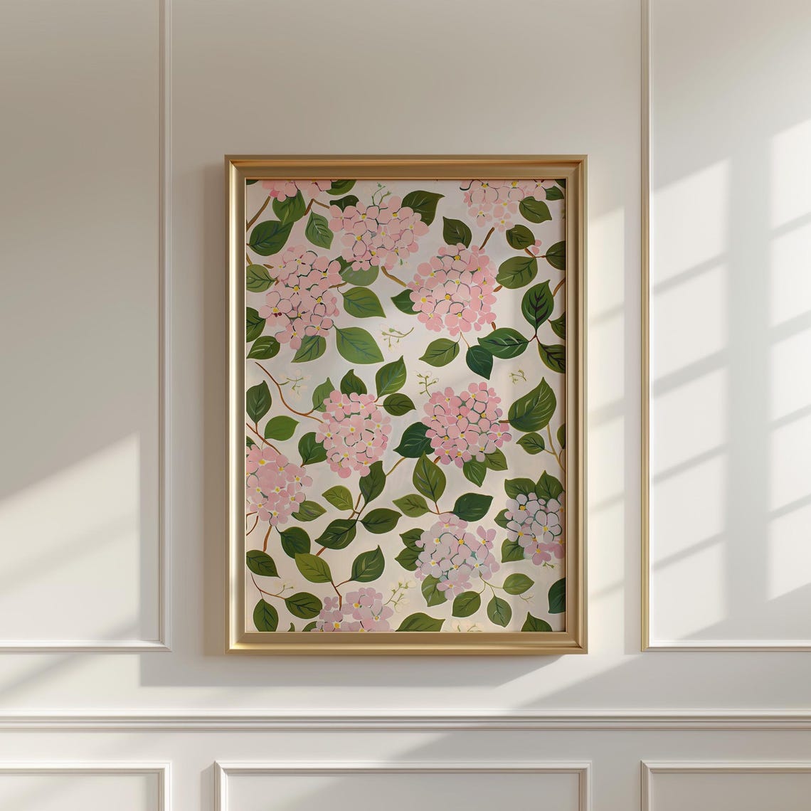 Pink Hydrangea Flower Pattern Botanical Preppy Wall Decor Poster - Image 3