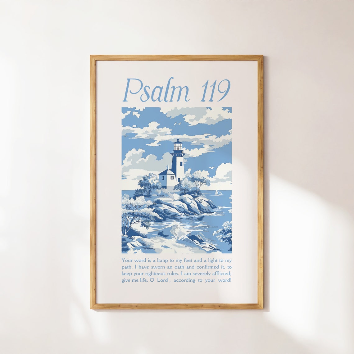 Psalm 119 Christian Wall Art Vintage Toile Pattern Bible Verse Wall Art Art Coastal Wall Art