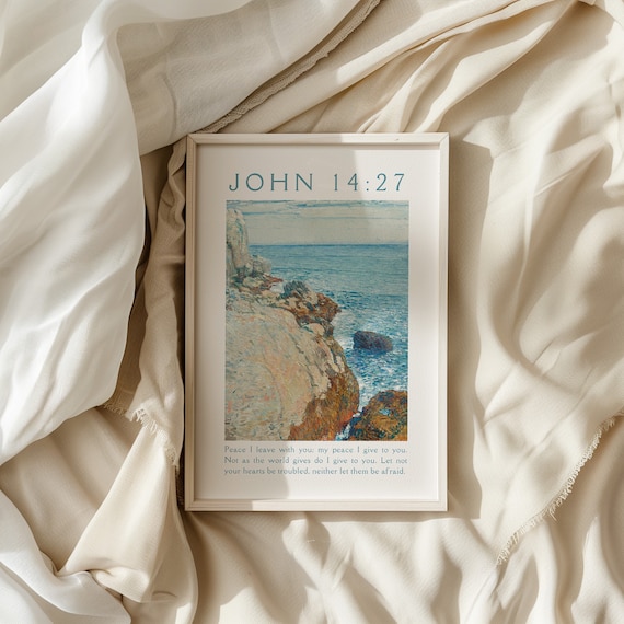 John 14 27 Peace I Leave With You Rugged Rocky Coast Poster Art