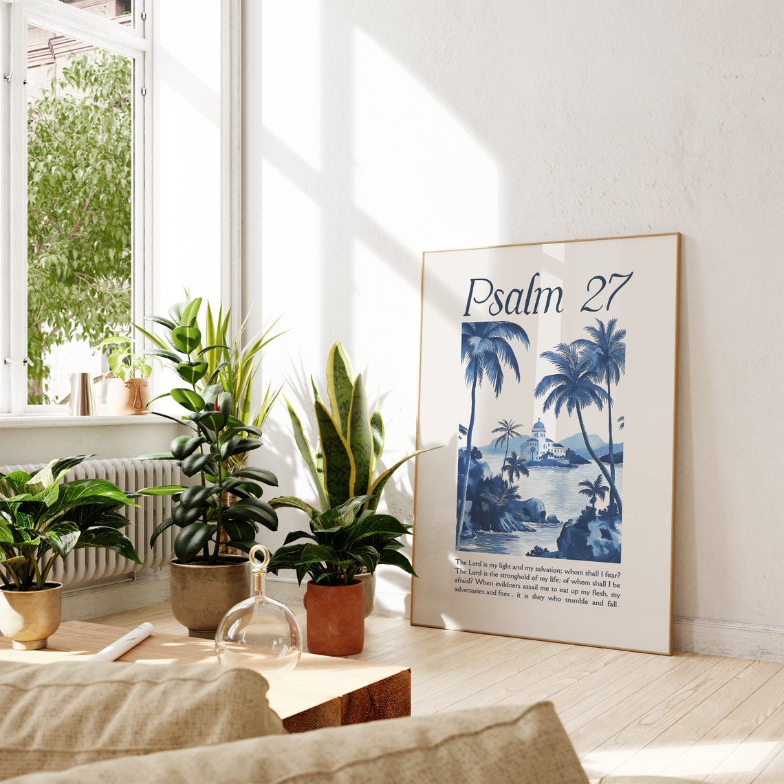 Psalm 27 Christian Wall Art Vintage Toile Pattern Bible Verse Wall Art Art Trendy Apartment Decor - Image 3